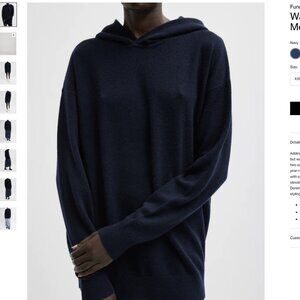 TIBI Navy Cashmere Easy Men's Hoodie, Size XS